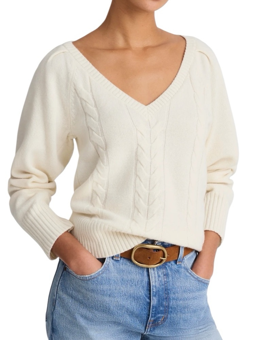 V-Neck Pullover Sweater in Merino Wool size M